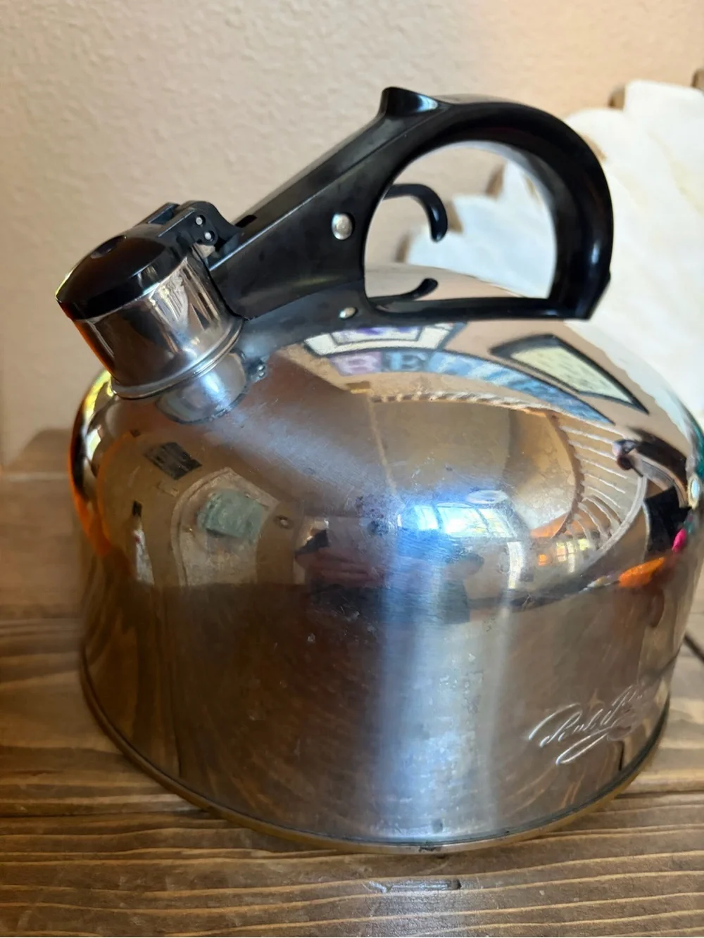 Vintage Revere Ware Metal Whistle Blowing Tea Pot made in Korea